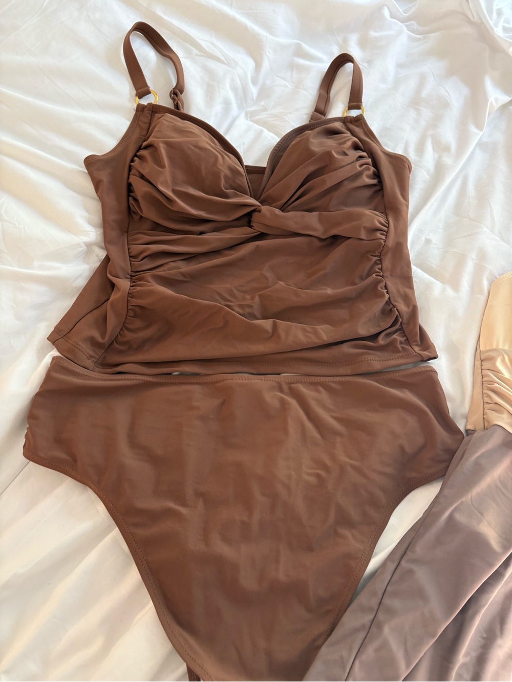 SHEIN Brown Ruched One-Piece Swimsuit